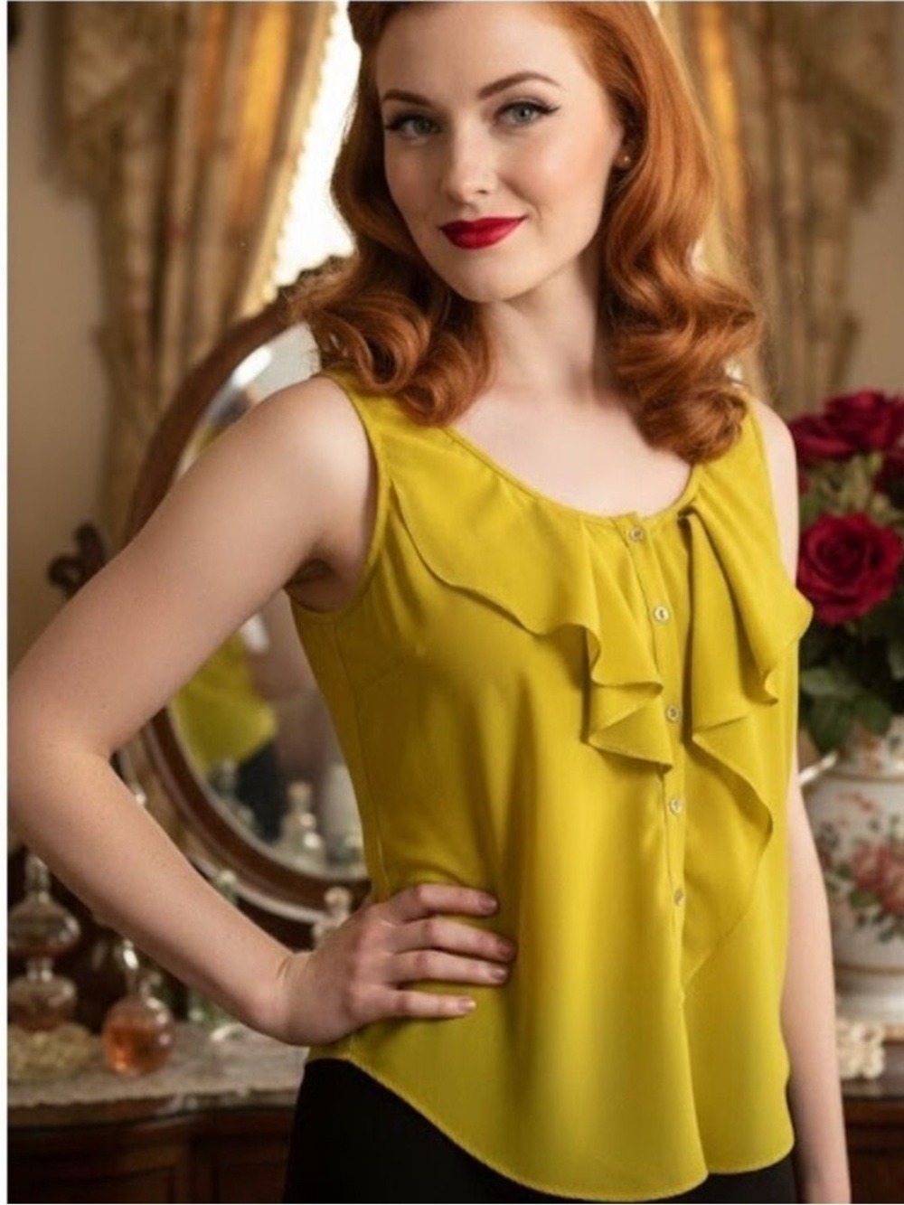Yoana Baraschi Yellow Ruffles of Happiness Top - Size Small